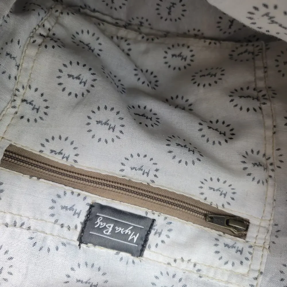 Myra bag Amber upcycled canvas & cowhide backpack S-1332